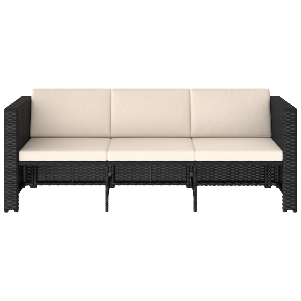 -Delige Loungeset Met Kussens Poly Rattan Zwart
