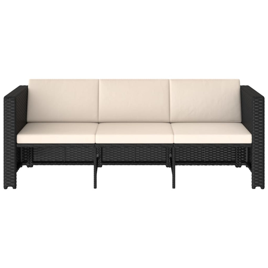 -Delige Loungeset Met Kussens Poly Rattan Zwart