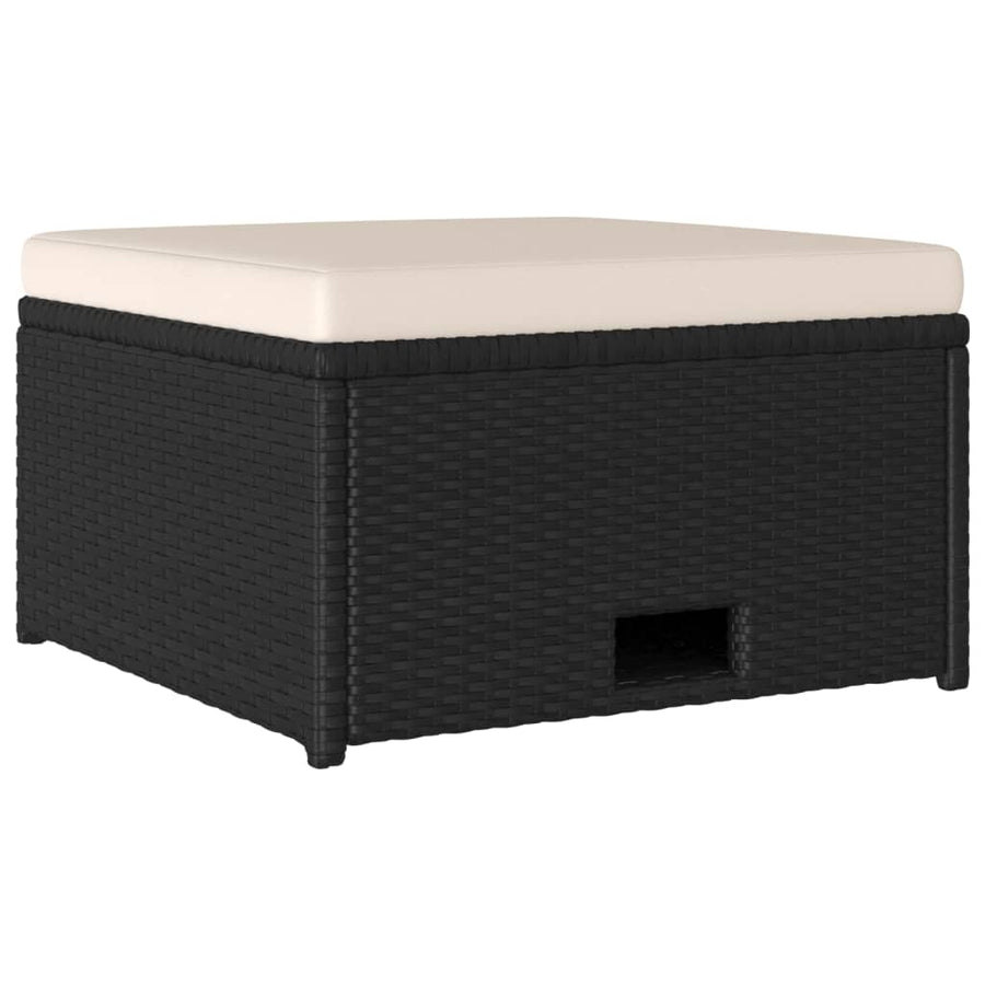 -Delige Loungeset Met Kussens Poly Rattan Zwart