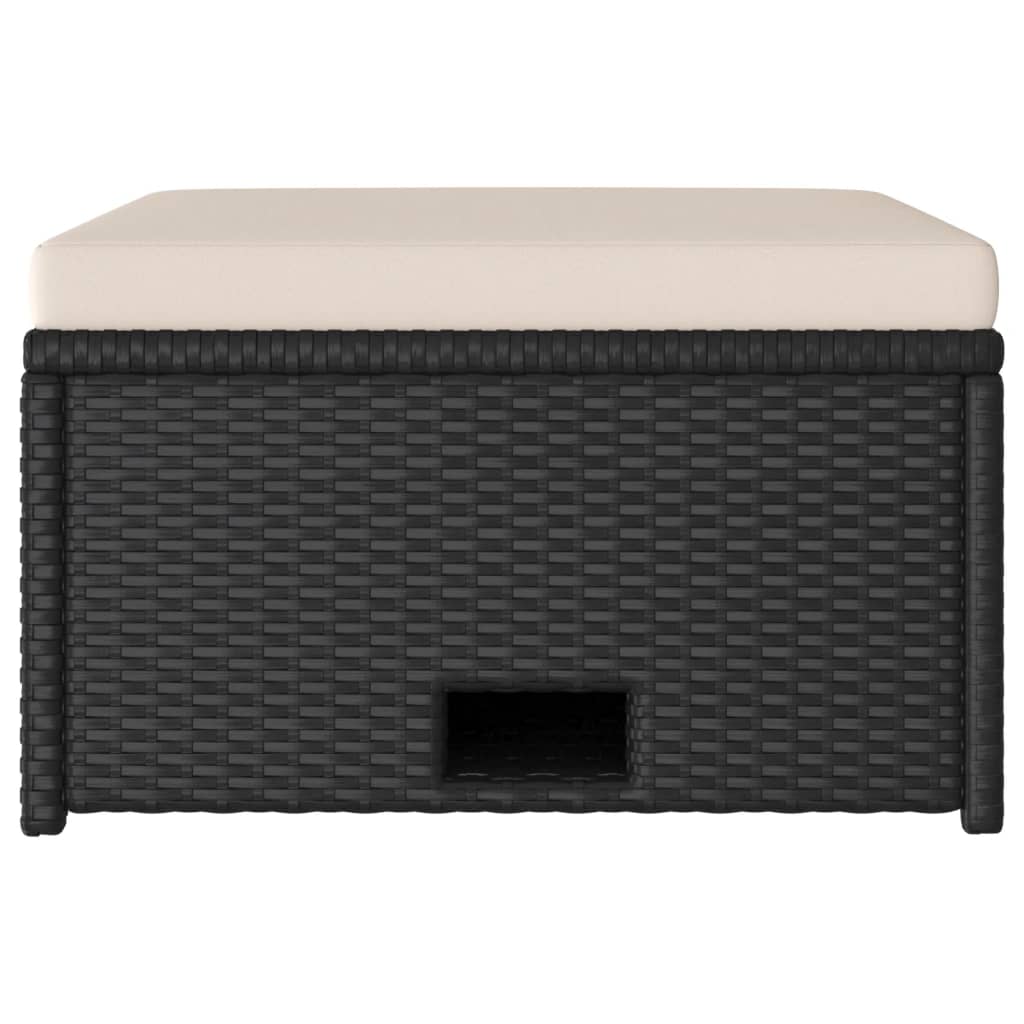 -Delige Loungeset Met Kussens Poly Rattan Zwart