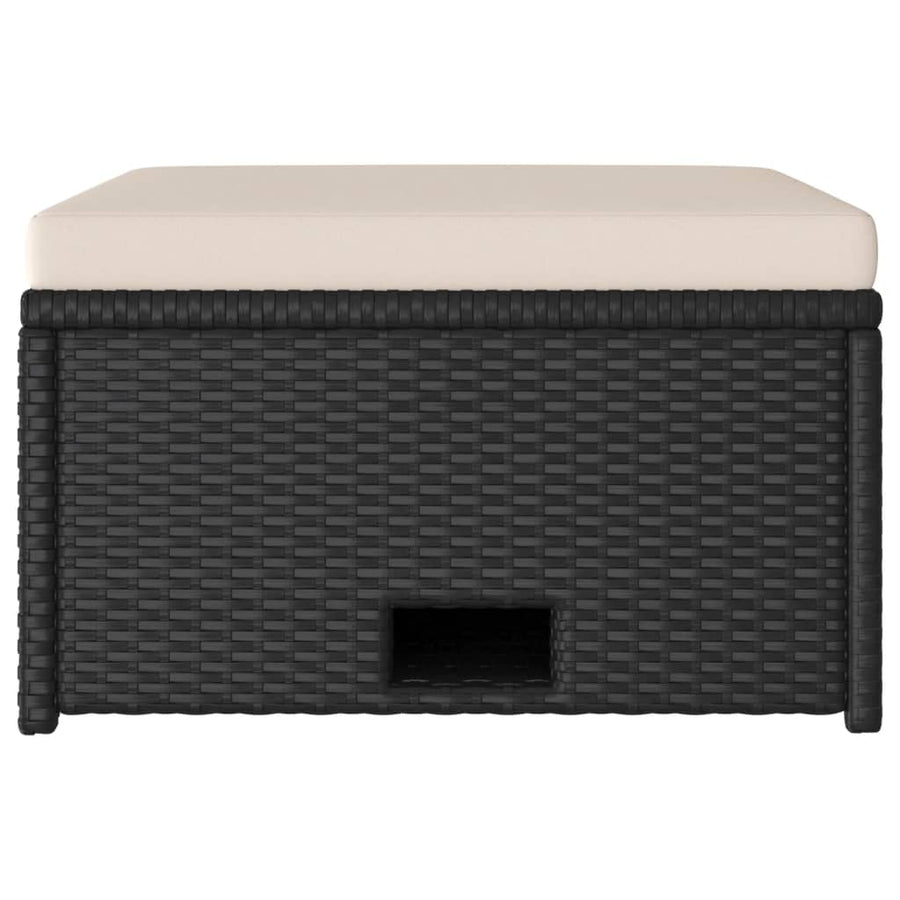 -Delige Loungeset Met Kussens Poly Rattan Zwart