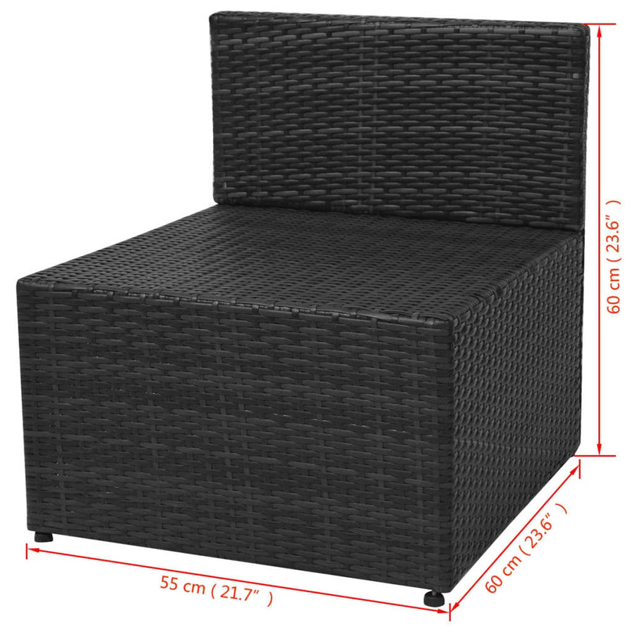 Loungeset Met Kussens Poly Rattan Zwart