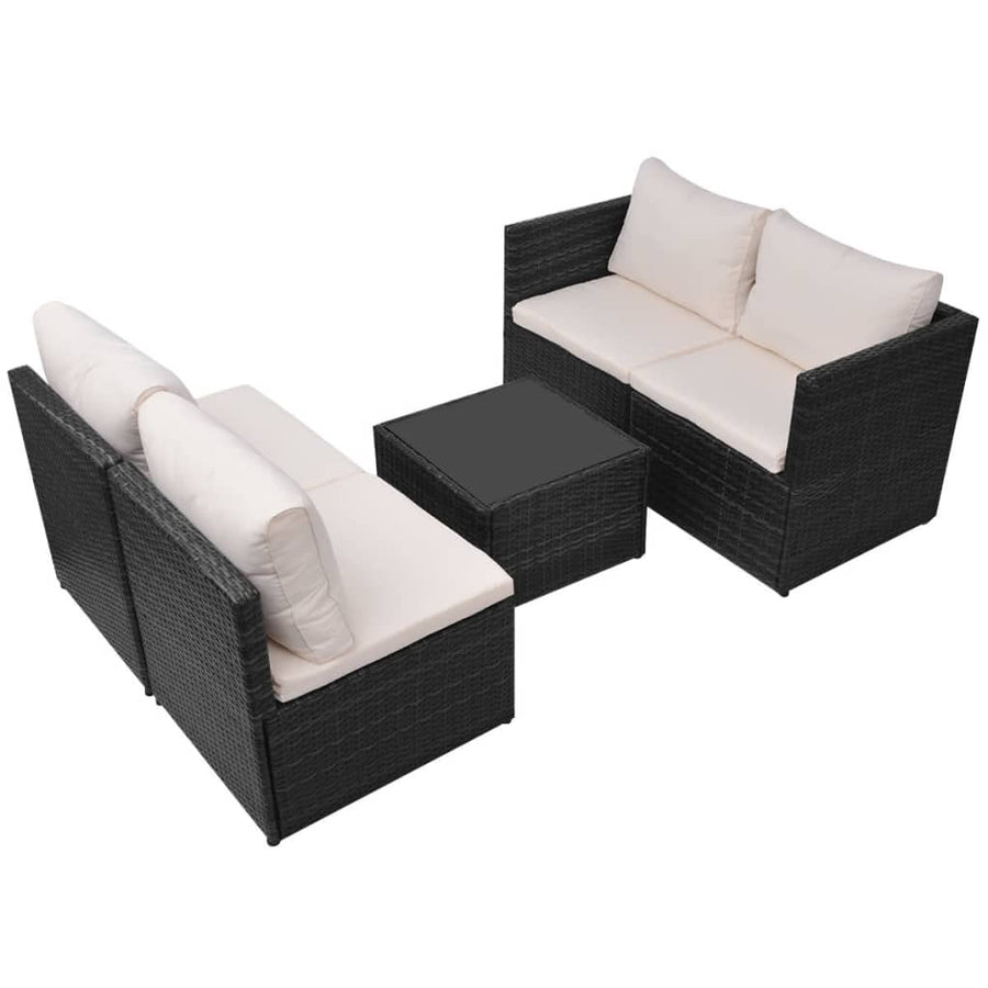 Loungeset Met Kussens Poly Rattan Zwart
