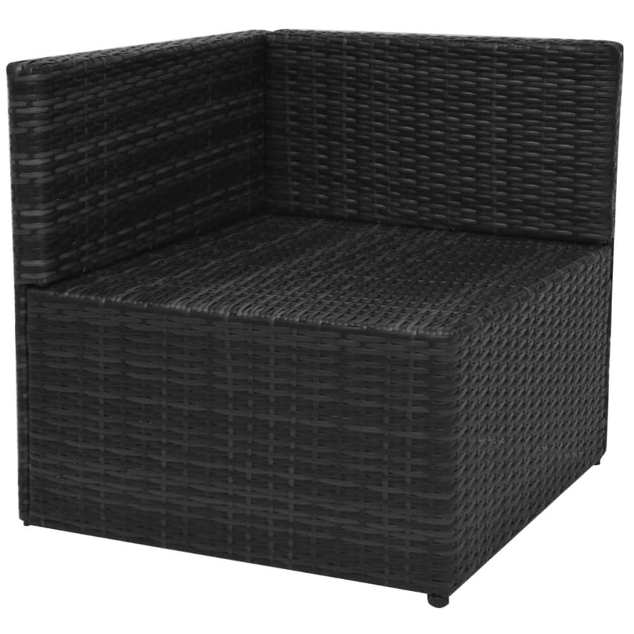 Loungeset Met Kussens Poly Rattan Zwart