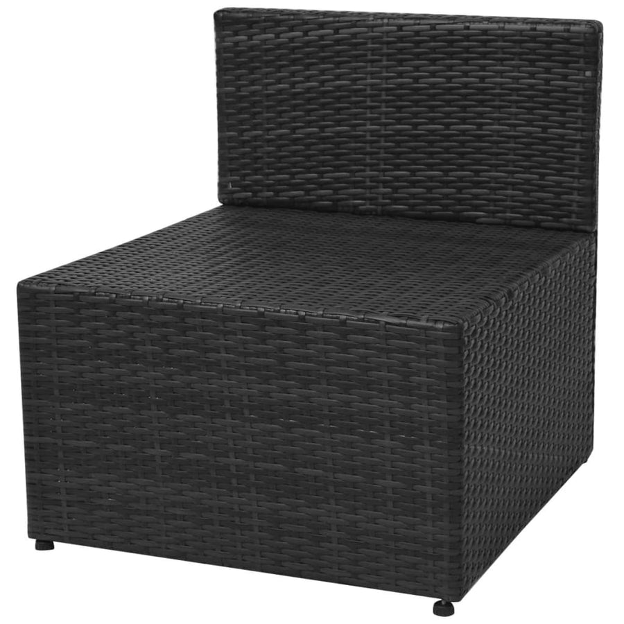Loungeset Met Kussens Poly Rattan Zwart