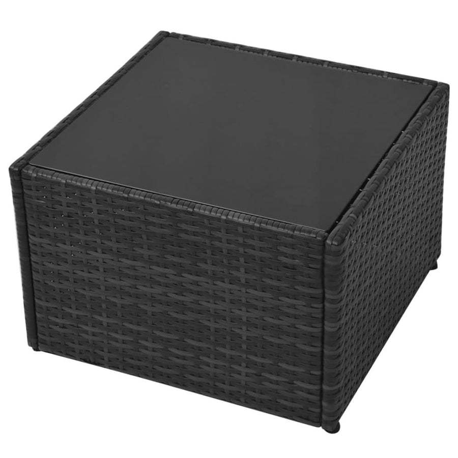 Loungeset Met Kussens Poly Rattan Zwart