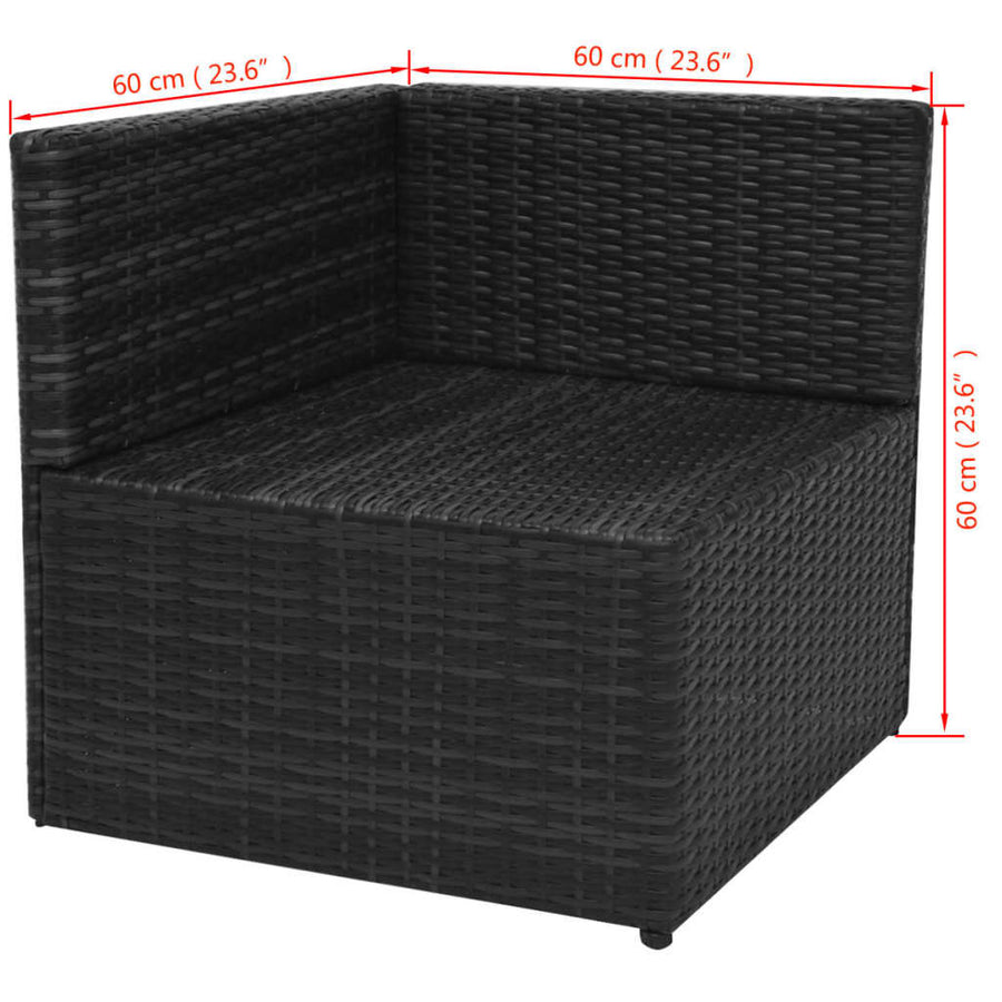 Loungeset Met Kussens Poly Rattan Zwart