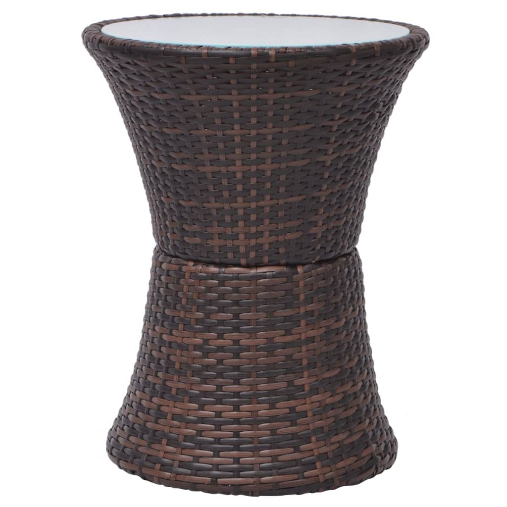 3-delige Bistroset met kussens poly rattan bruin