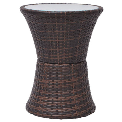 3-delige Bistroset met kussens poly rattan bruin
