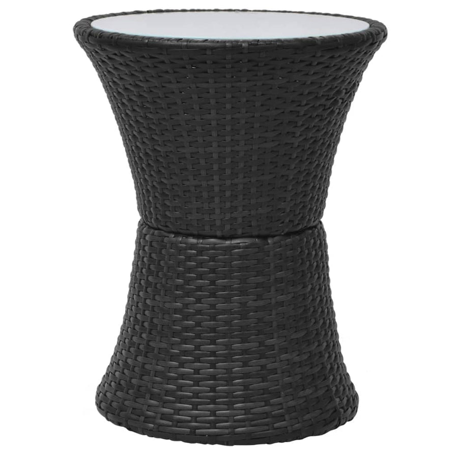 3-delige Bistroset met kussens poly rattan zwart