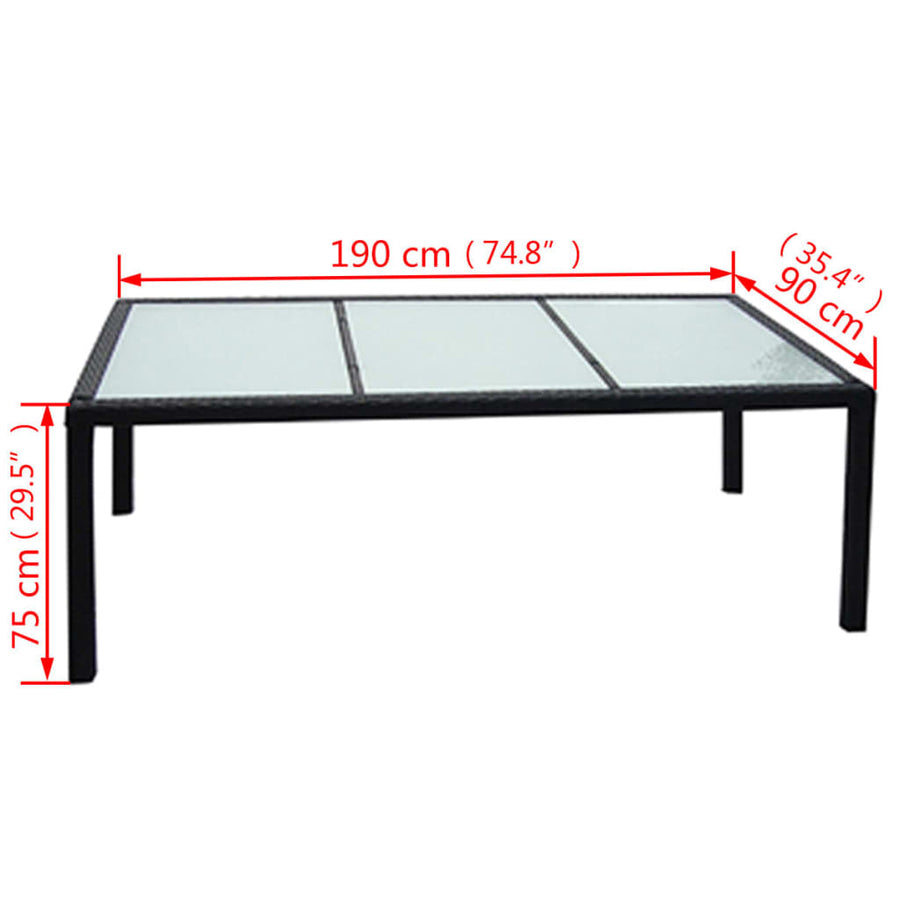 -Delige Tuinset Met Kussens Poly Rattan 9 190 cm tafellengte Zwart en wit
