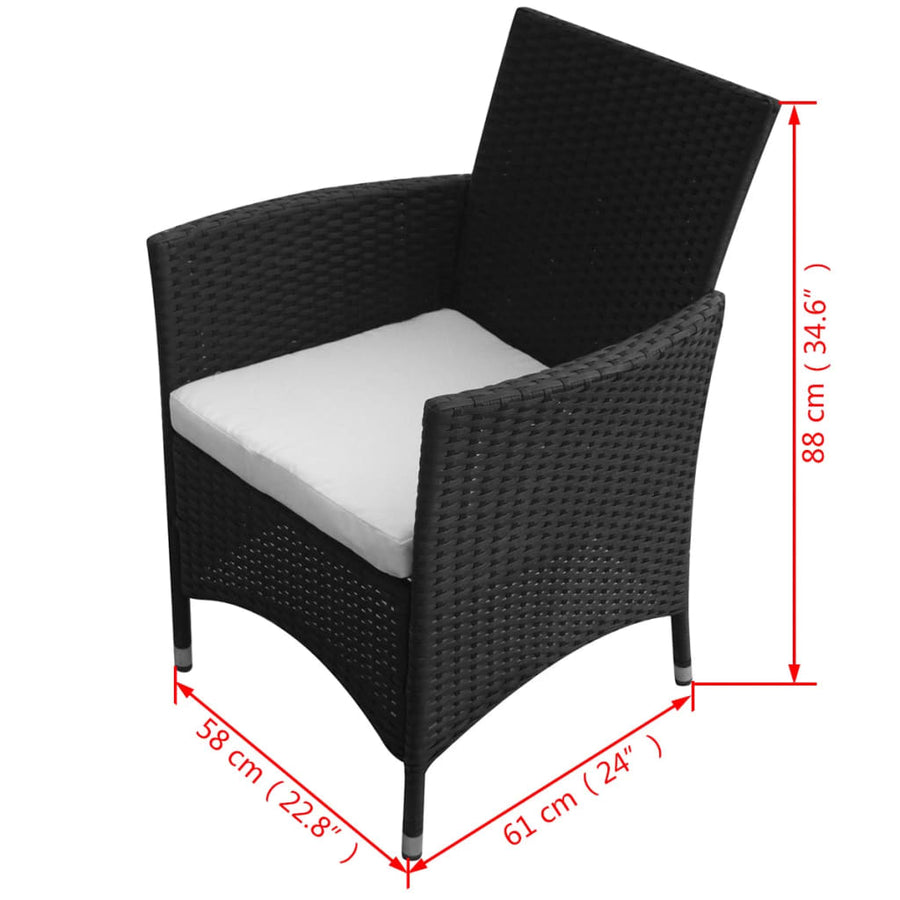 -Delige Tuinset Met Kussens Poly Rattan 9 190 cm tafellengte Zwart en wit