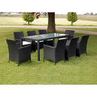 -Delige Tuinset Met Kussens Poly Rattan 9 190 cm tafellengte Zwart en wit