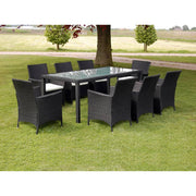 Tuinset 9-delig poly rattan zwart met kussens