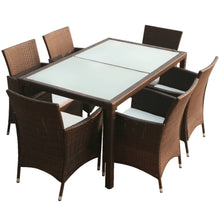 -Delige Tuinset Met Kussens Poly Rattan 7 150 cm tafellengte Bruin en wit