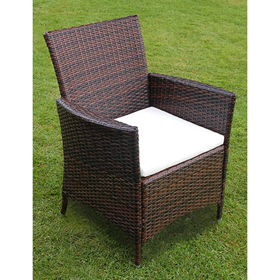 -Delige Tuinset Met Kussens Poly Rattan 7 150 cm tafellengte Bruin en wit