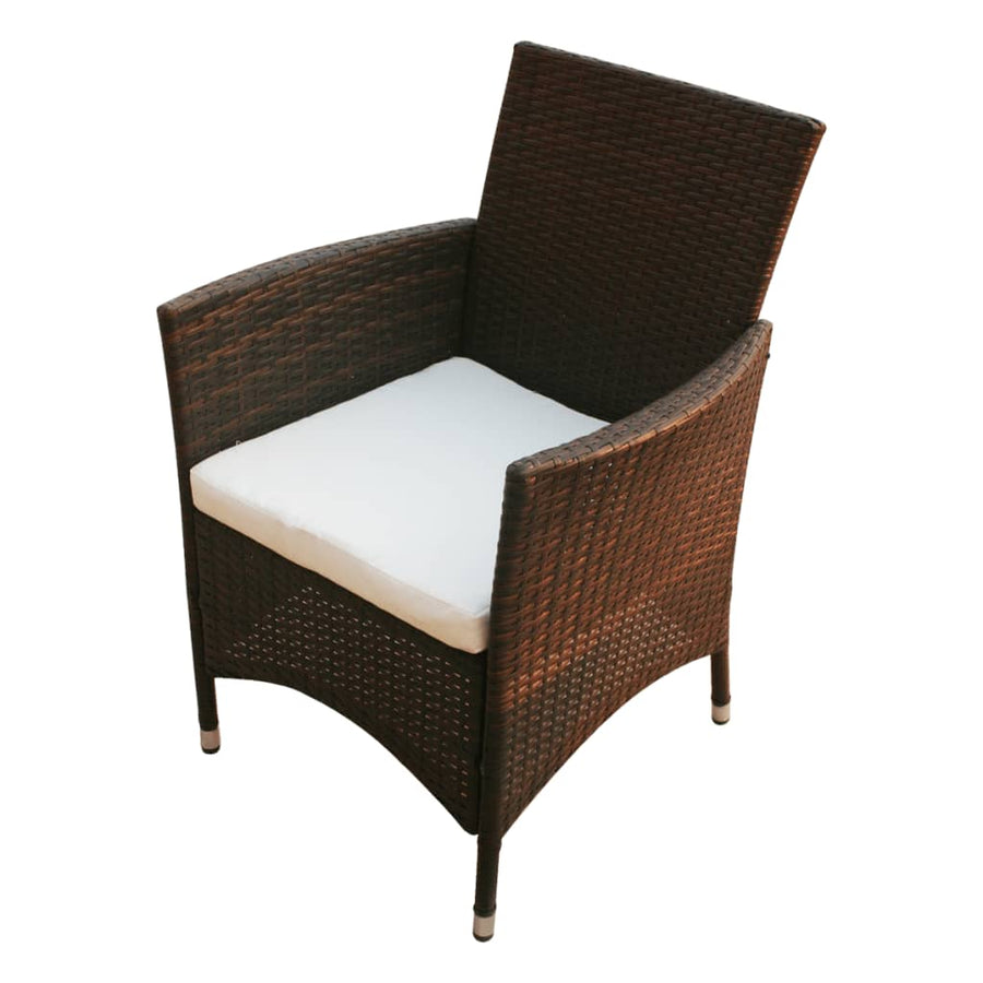 -Delige Tuinset Met Kussens Poly Rattan 7 150 cm tafellengte Bruin en wit