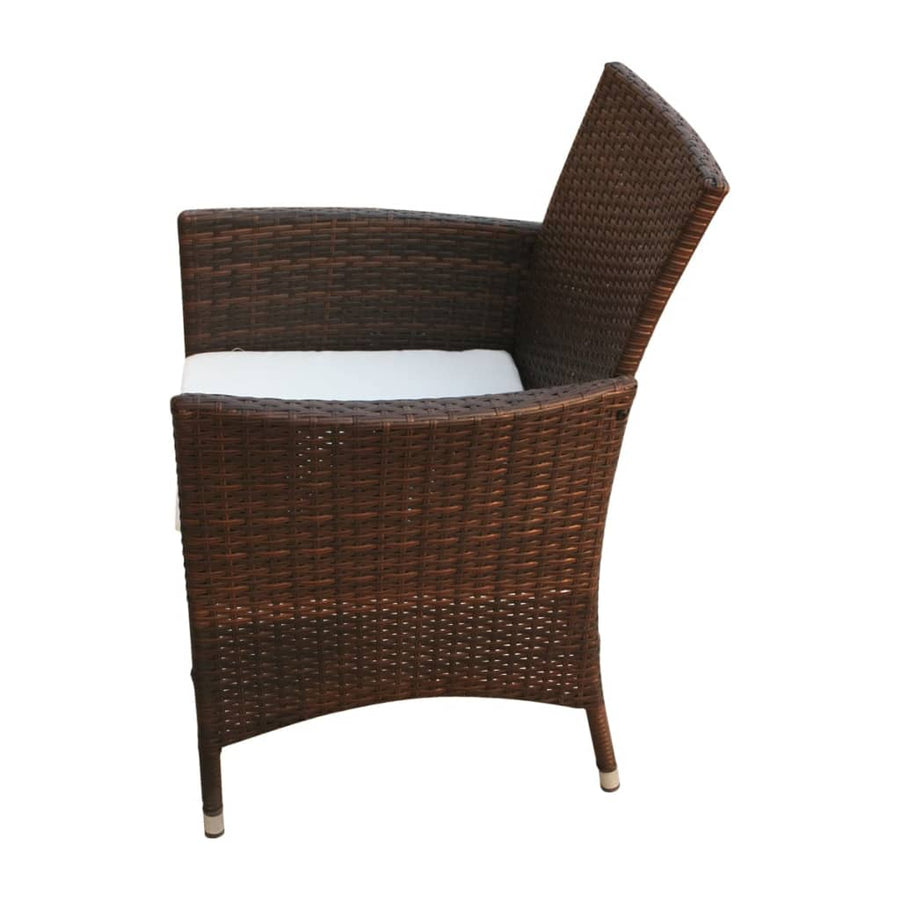 -Delige Tuinset Met Kussens Poly Rattan 7 150 cm tafellengte Bruin en wit