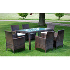 -Delige Tuinset Met Kussens Poly Rattan 7 150 cm tafellengte Bruin en wit