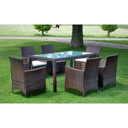 Tuinset 7-delig poly rattan bruin met kussens