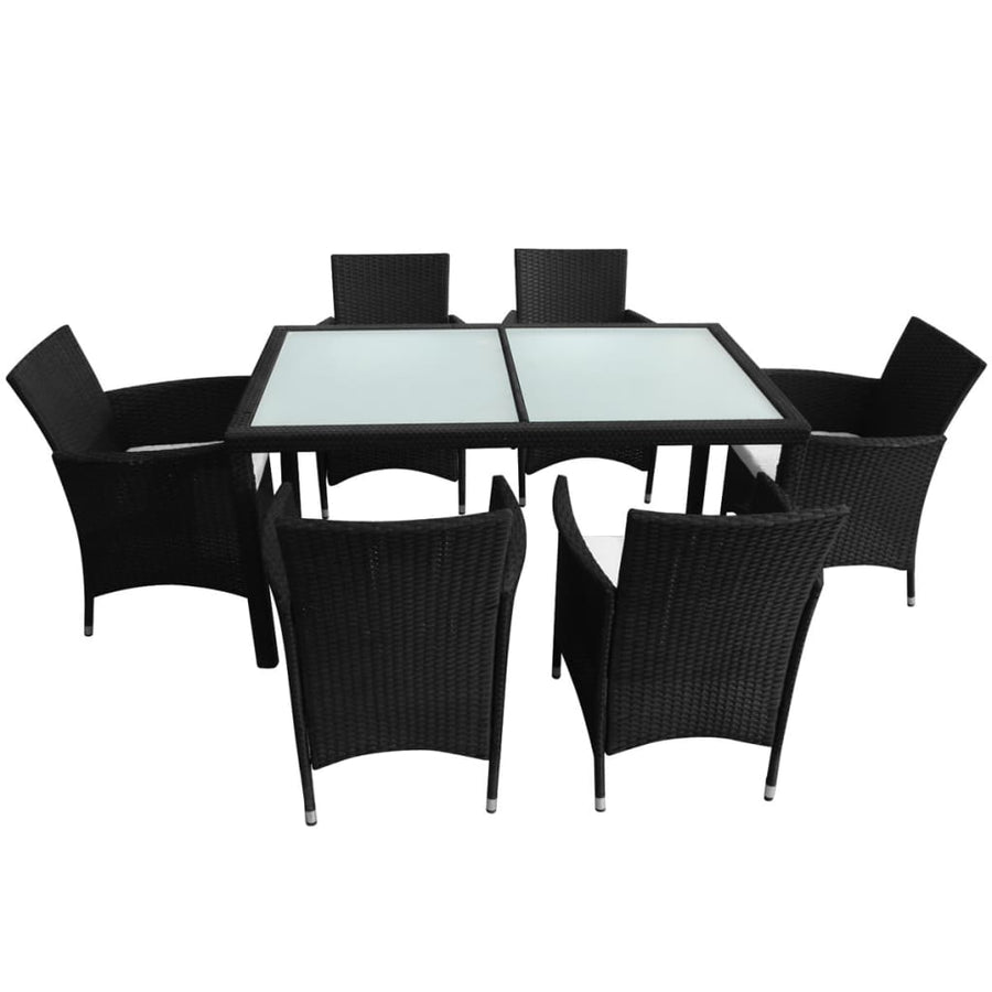 -Delige Tuinset Met Kussens Poly Rattan 7 150 cm tafellengte Zwart en wit