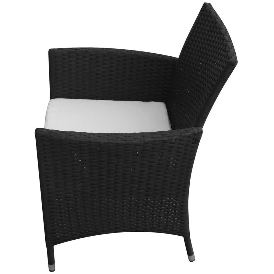 -Delige Tuinset Met Kussens Poly Rattan 7 150 cm tafellengte Zwart en wit
