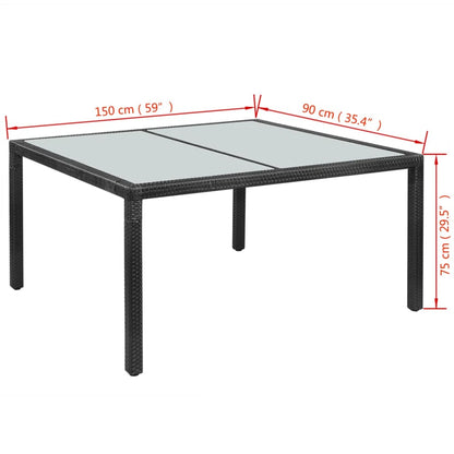 -Delige Tuinset Met Kussens Poly Rattan 7 150 cm tafellengte Zwart en wit