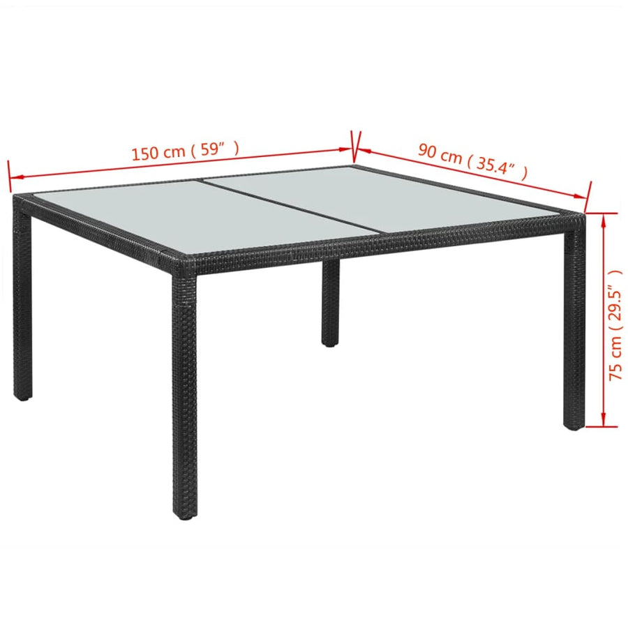 -Delige Tuinset Met Kussens Poly Rattan 7 150 cm tafellengte Zwart en wit