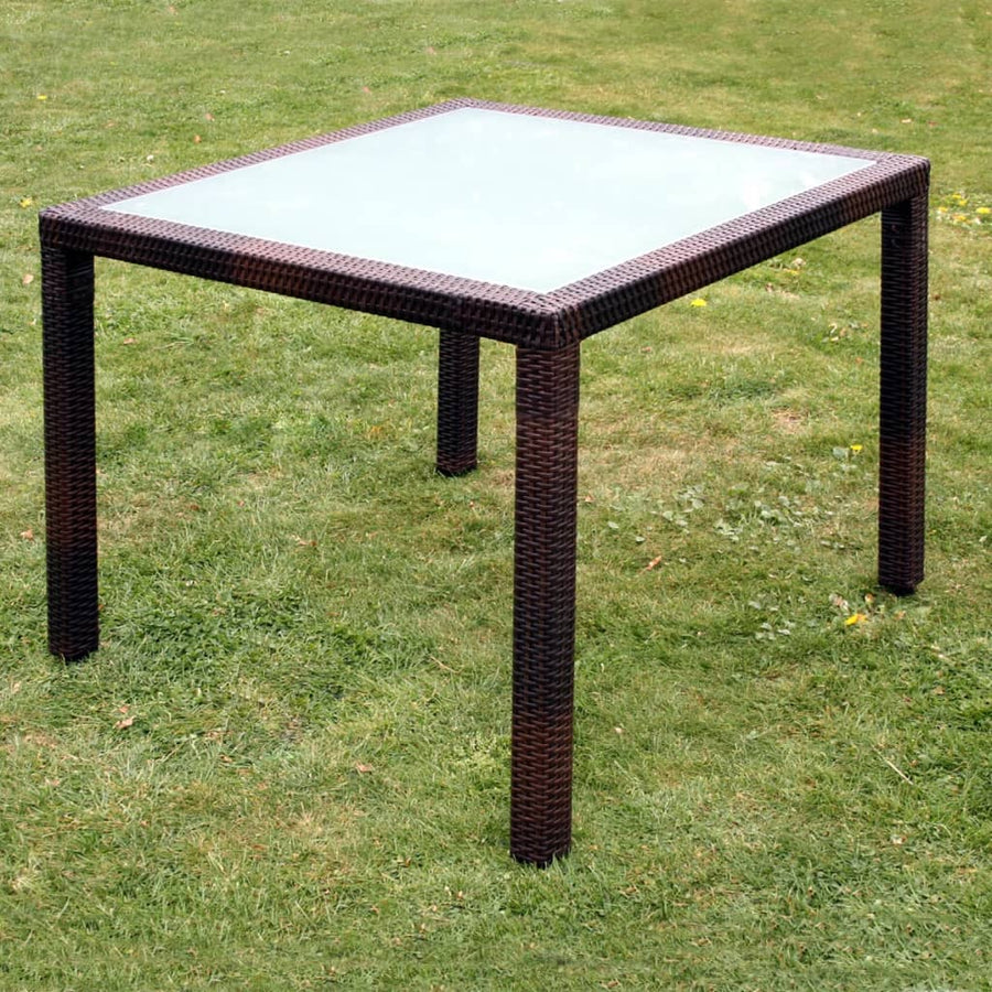 -Delige Tuinset Met Kussens Poly Rattan 5 90 cm tafellengte Bruin en wit