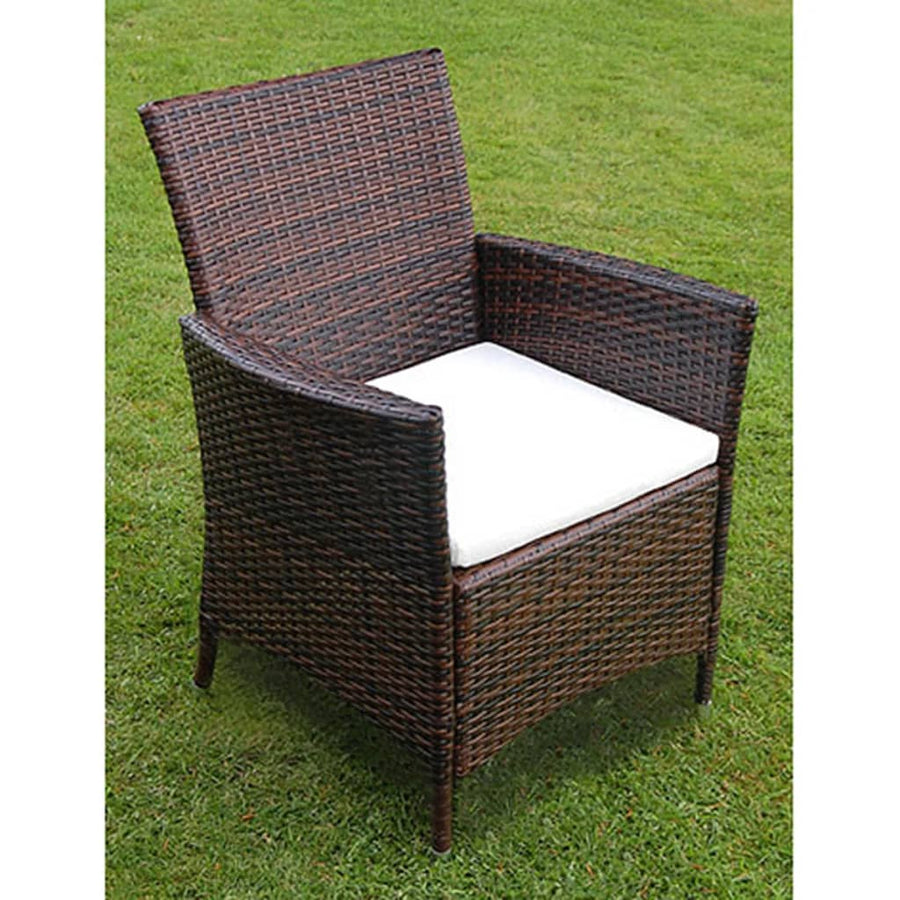 -Delige Tuinset Met Kussens Poly Rattan 5 90 cm tafellengte Bruin en wit
