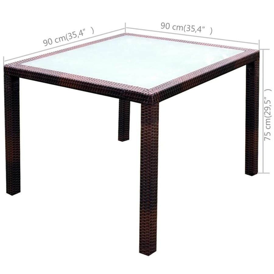 -Delige Tuinset Met Kussens Poly Rattan 5 90 cm tafellengte Bruin en wit