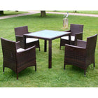 -Delige Tuinset Met Kussens Poly Rattan 5 90 cm tafellengte Bruin en wit