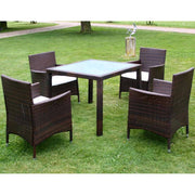Tuinset poly rattan 5-delig bruin