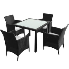 -Delige Tuinset Met Kussens Poly Rattan 5 90 cm tafellengte Zwart en wit