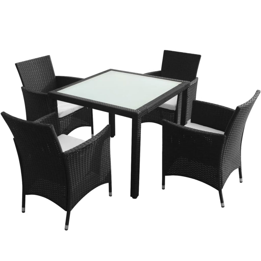 -Delige Tuinset Met Kussens Poly Rattan 5 90 cm tafellengte Zwart en wit