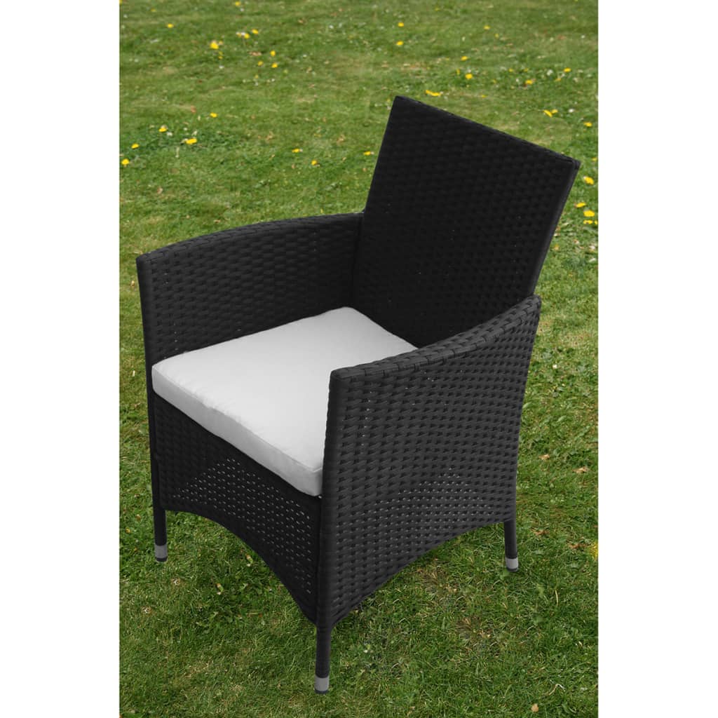 -Delige Tuinset Met Kussens Poly Rattan 5 90 cm tafellengte Zwart en wit