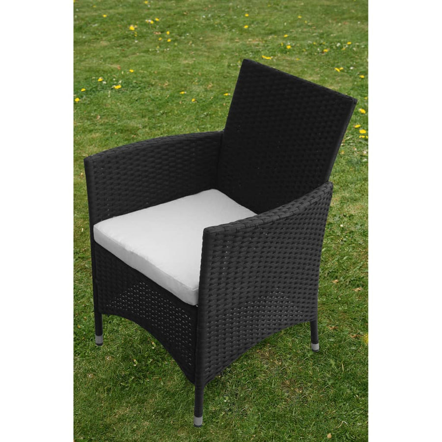 -Delige Tuinset Met Kussens Poly Rattan 5 90 cm tafellengte Zwart en wit