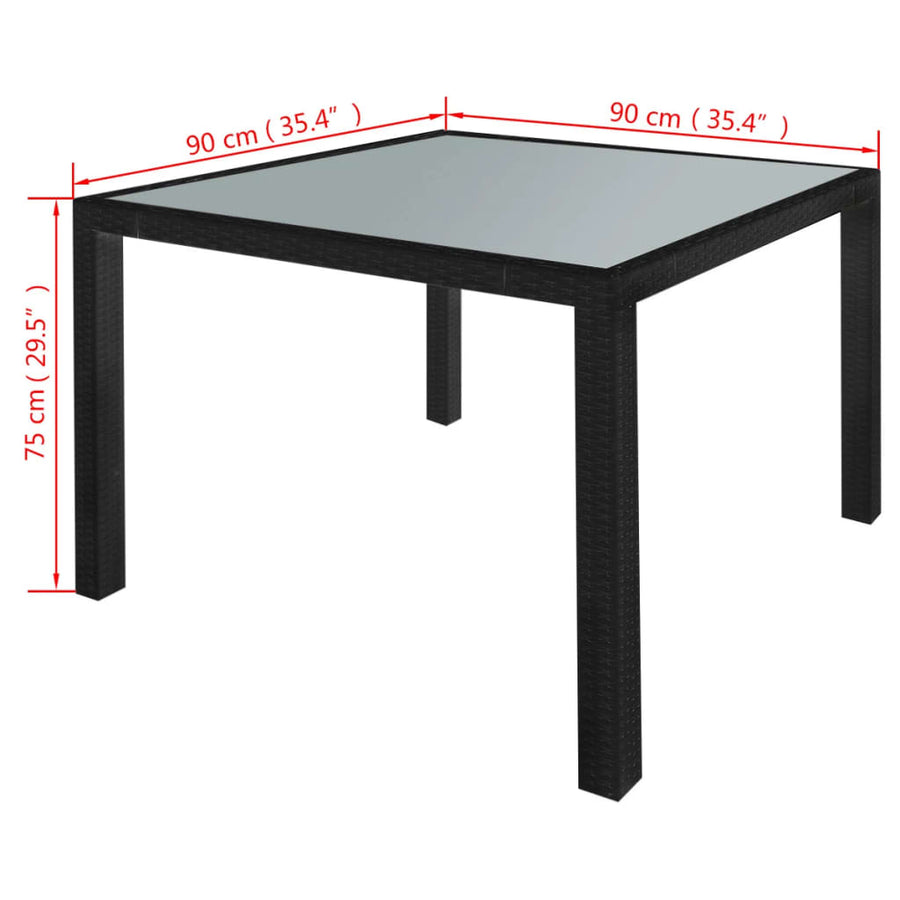-Delige Tuinset Met Kussens Poly Rattan 5 90 cm tafellengte Zwart en wit