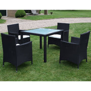 Tuinset poly rattan 5-delig zwart met kussens