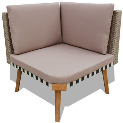 4-Delige Loungeset Met Kussens Poly Rattan Grijs