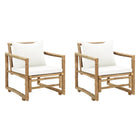Tuinstoelen set 2 bamboe met kussens