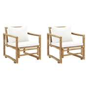 Tuinstoelen set 2 bamboe met kussens