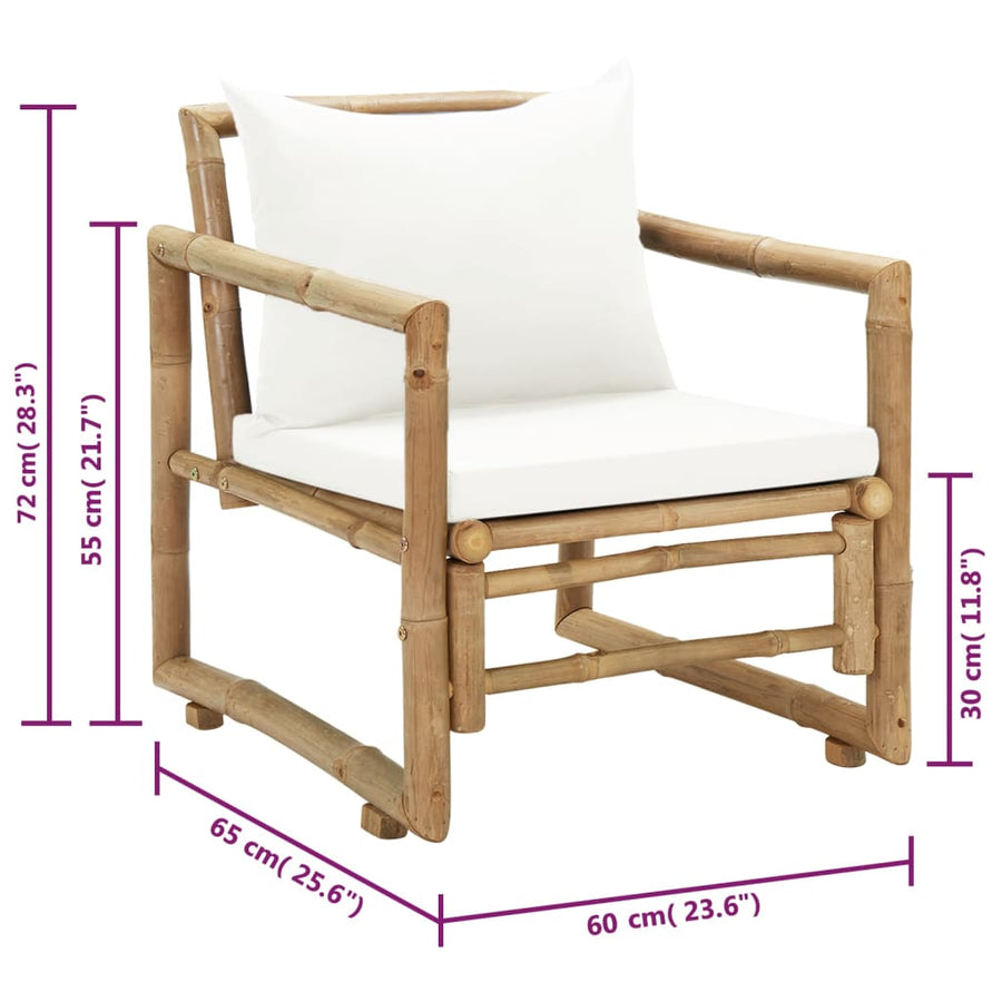 Tuinstoelen Met Kussens Bamboe Crème
