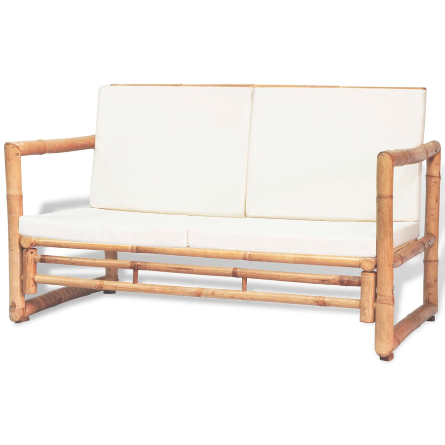 -Delige Loungeset Met Kussens Bamboe crème