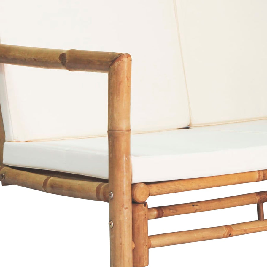 -Delige Loungeset Met Kussens Bamboe crème