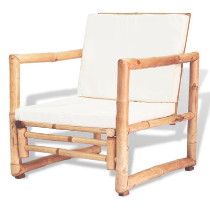 -Delige Loungeset Met Kussens Bamboe crème