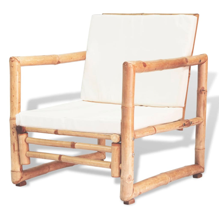 -Delige Loungeset Met Kussens Bamboe crème