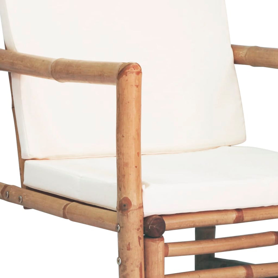 -Delige Loungeset Met Kussens Bamboe crème