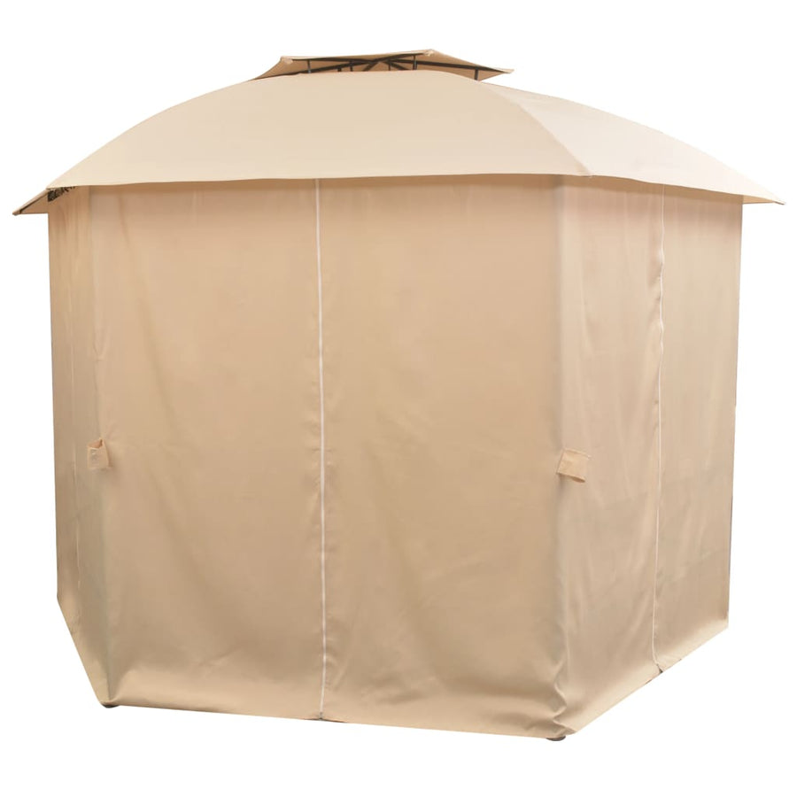 Tuinpaviljoen Met Gordijnen Hexagonaal 360X265 Cm Beige