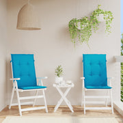 Tuinstoelkussens 2 st hoge rug 120x50x3 cm blauw